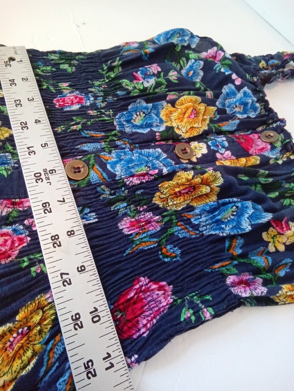 Lapis Navy Floral Tiered Sundress with Pink Yellow and Blue Blooms - Picture 8 of 8